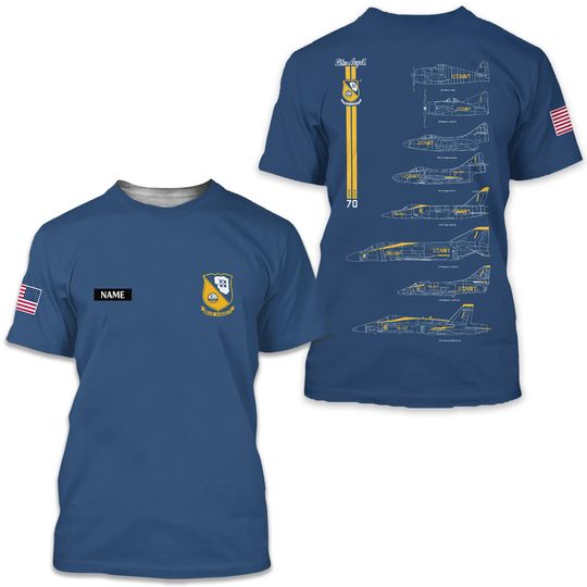 Discover Custom Name US Blue Angels Chronology 70th Blue Print T-Shirt