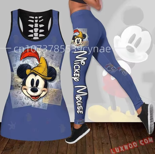 Discover New Mickeyy mouse Leggings Yoga Suit Fitness Leggings Sports Suit Disneyyy Tank Top Legging Set