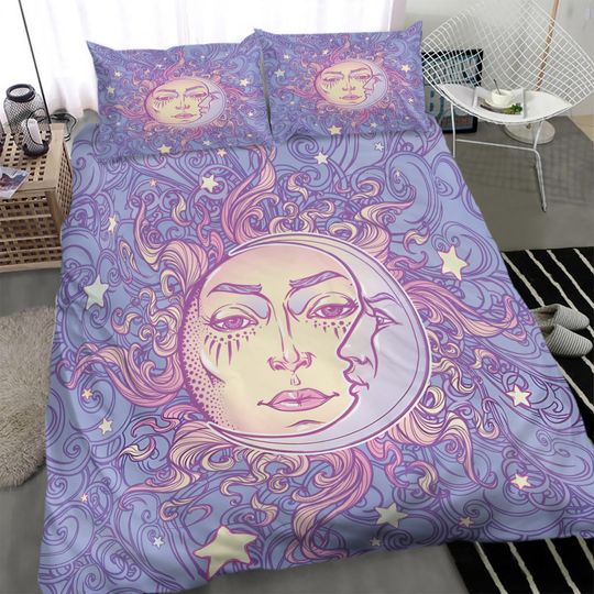 Discover Sun and Moon Astrology Boho Bedding Sets, Bedroom Decor