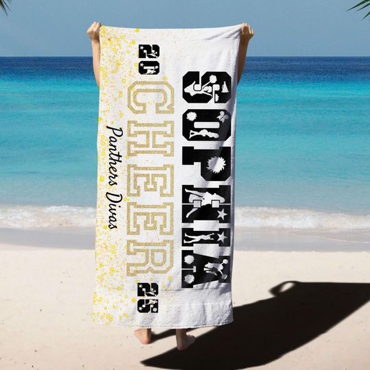 Discover Personalized name Cheer Towel, Custom Cheer Beach Towel, Cheer Team Gift