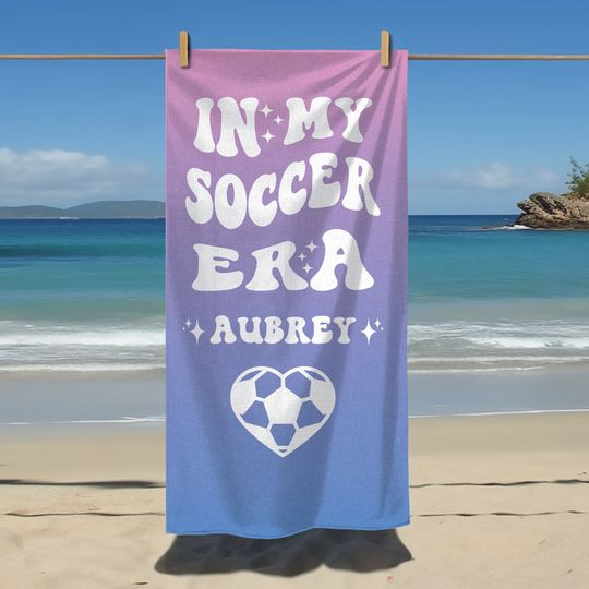 Discover In My Soccer Era Towel, Personalized Soccer Player Gift, Custom Soccer Towel