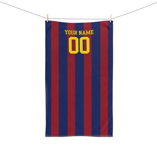Discover Customizable Hand Towel | Personalized Name and Number | Soccer Fan Giff