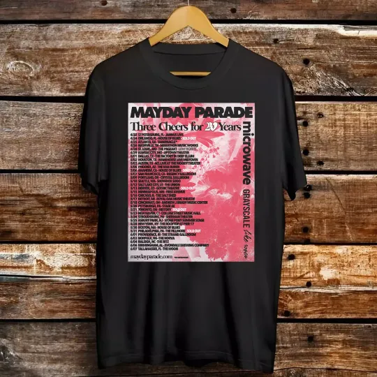 Discover Mayday Parade Band Three Cheers for 20 Years Tour 2025 Shirt