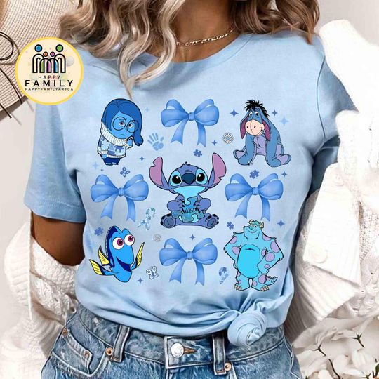 Discover Coquette Bows In April We Wear Blue Disneyyy Autism Awareness Shirt