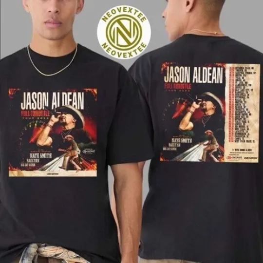 Discover Jason Aldean Full Throttle Tour 2025 Special Guests Nate Smith Raelynn Shirt.