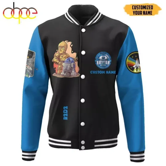 Discover Starr Warss R2D2 Custom Name Baseball Jacket
