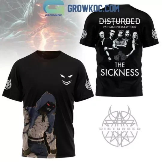 Discover Disturbed 25th Anniversary The Sickness 2025 Tour 3D T-Shirt For Men Women S-5XL