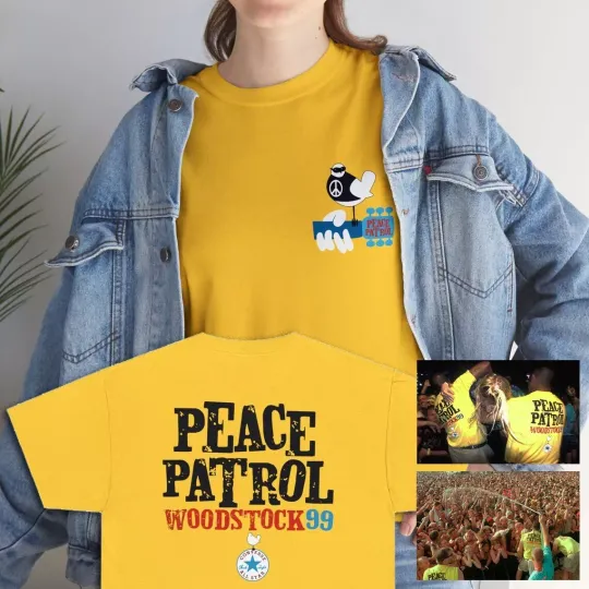 Discover Vintage Woodstock 1999 Commemorative Peace Patrol T-Shirt For Men Women S-5XL