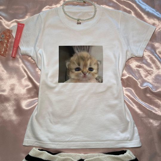 Discover Y2K Kitten Baby Tee Coquette Shirt, Y2K Baby Tee, Cute Trendy Dollette Shirt