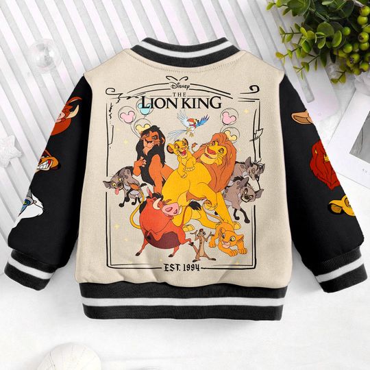 Discover The lion kingg Simbaa Pumba Team With Mickeyy Balloon Kids and Youth Baseball Jacket