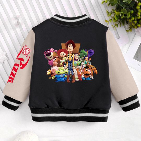 Discover toy stories Team Pizza Planet Kids and Youth Baseball Jacket, Aldult Unisex Varsity Baseball Jacket