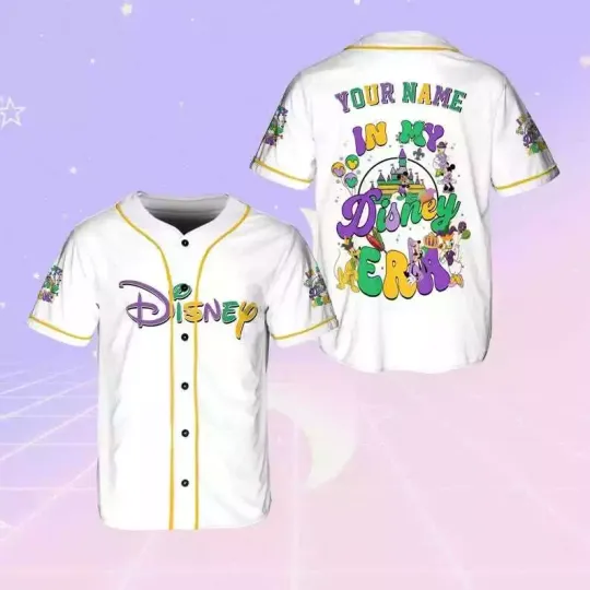 Discover Personalized Mickeyy & Friends In My Era Mardi Gras 3D Baseball Jersey Shirt