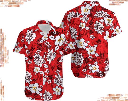 Discover Hibiscus Hawaiian Shirt, Flowers Red Hawaiian, Hawaiian Shirt, Summer Hawaiian Shirt