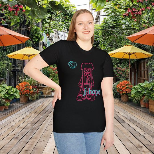 Discover j-hope JITB fanart graphic pink and blue design, Jack In The Box Unisex Softstyle T-Shirt
