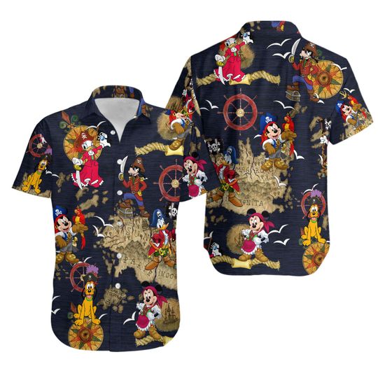 Discover Funny Mouse And Friends Hawaiian Shirt, Pirates Hawaiian Shirt