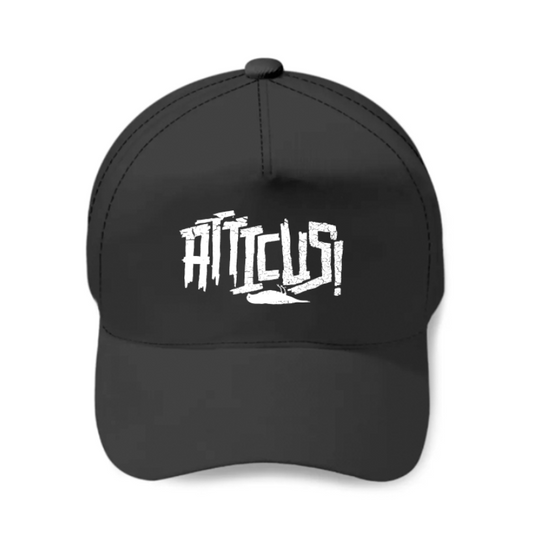 Discover s atticus type logo t black print Baseball Caps