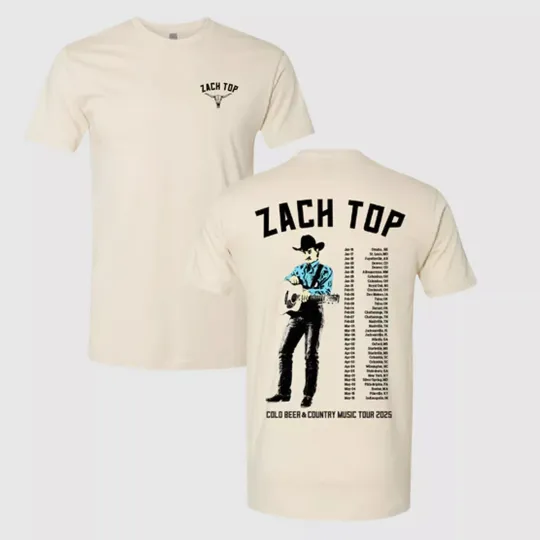 Discover Zach Top 2025 Natural Tour Tee Double Sided T-Shirt All Size