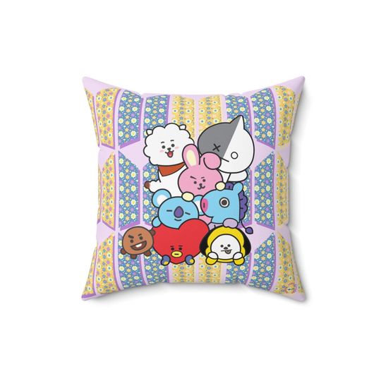 Discover Kpop Pillow, BT21 Inspired Square Cushion Home Decor for Kpop Lovers
