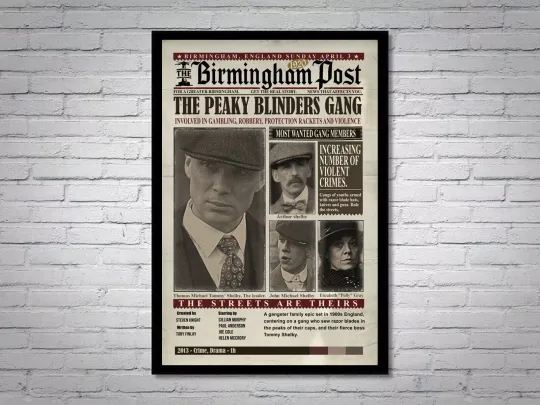 Discover Style Newspaper Peaky Blinders Thomas Shelby TV Series Vintage Poster