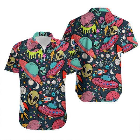 Discover Vintage Alien Hawaiian Shirt Men Women, Alien & UFOs Hawaiian Shirt