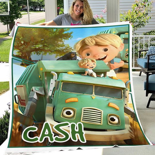 Discover Personalized Trash Truck Blanket, Trash Truck Custom Name Blanket, Custom Name Blankets