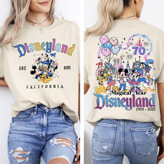 Discover Disneyyland 70th anniversary shirt, Mickeyy & friends Disneyyland castle 1955-2025 Shirt