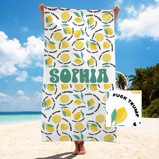 Discover Subtle F*ck Trump Towel, Funny Political Home Decor, Lemon Beach Towel, Bridal Beach Towel