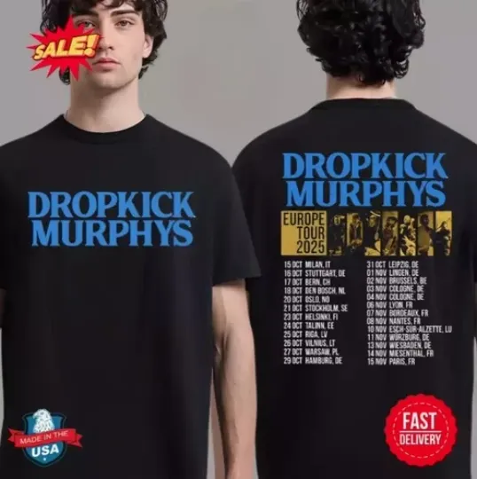 Discover Dropkick Murphys Europe Tour 2025 Autumn Tour Dates Two Sides T-Shirt