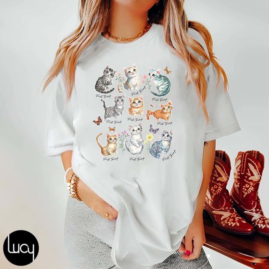 Discover Subtle Fck Trump Kitten Shirt, Anti Trump Gift, Cottage Core Cat Wildflower Shirt