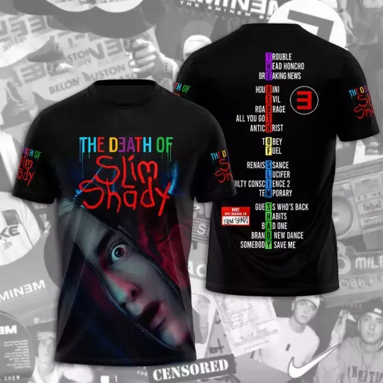 Discover The Death Of Slim Shady  Eminem Rapper All size 2024 3D T-Shirt