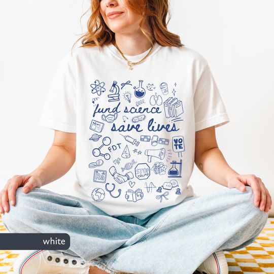 Discover Fund Science Save Lives Doodles Comfort Colors Shirt