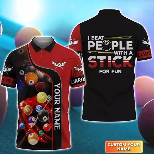 Discover Men’s Personalized Billiards Polo Shirt 3D Print Pool Team Jersey Short Sleeve