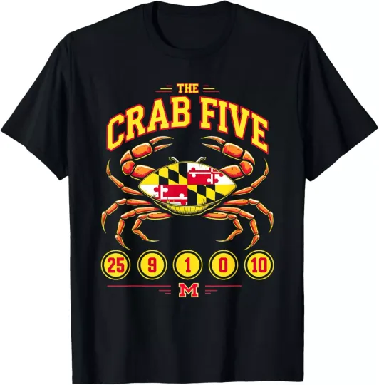 Discover The Crab Five Crab Flag Maryland T-Shirt