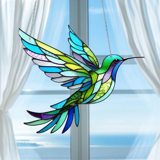 Discover Hummingbird Flowers Starburst Window Hanging Suncatcher, Gift For Mom, Perfect Gift For Mother Day