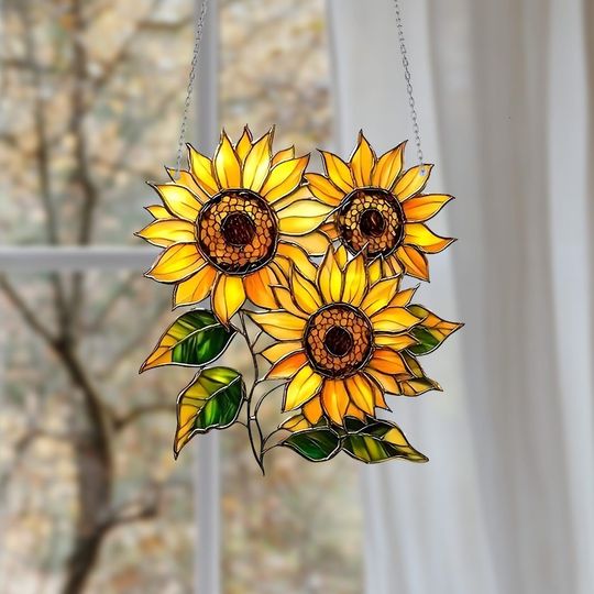 Discover Sunflower Acrylic Suncatcher Hanging, Sunflower Suncatcher, Sunflower Window Hanging