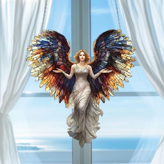 Discover Angel Window Hanging, Angel Suncatcher, Guardian Angel Decor, White Angel Gift, Spiritual Gift