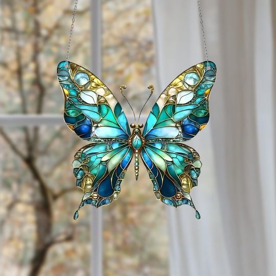 Discover Monarch butterfly Window Hanging Suncatcher, Mica Flowers, Flowers Acrylic Window Hanging Art Decoration