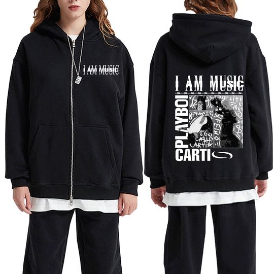 Discover Rapper Playboi Carti I Am Music 2025 Album Vintage Double Sided Zip Hoodies