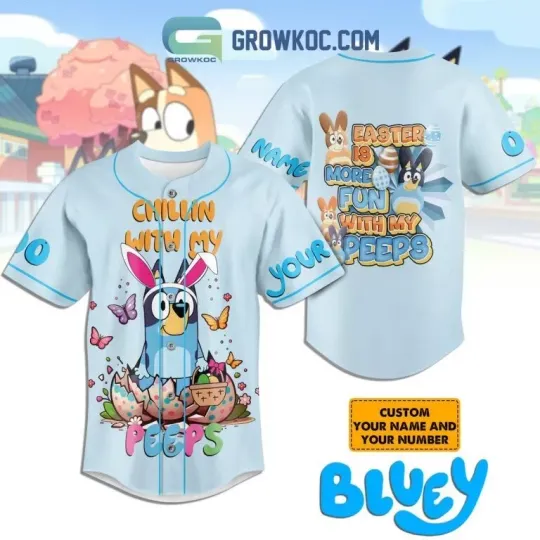 Discover Chillin With My Peeps BlueyDad Cartoon Personalized Baseball Jersey