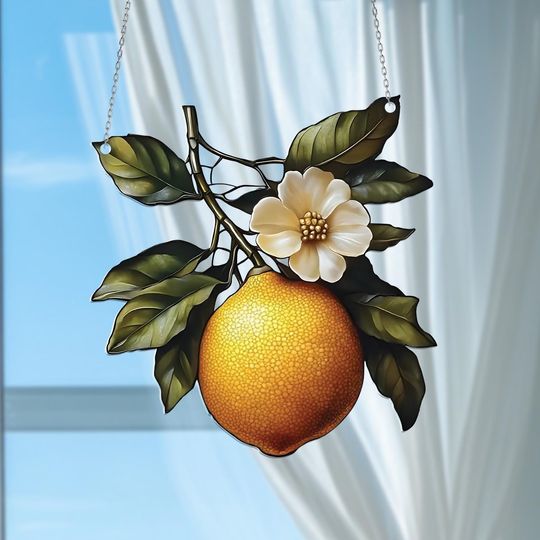 Discover Lemon Tree Window Hanging, Citrus Suncatcher, Kitchen Decor, Home Decor