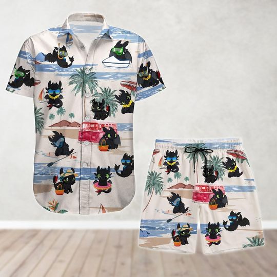 Discover Toothless Button Shirt/Shorts, How To Train Your Dragon Hawaiian Shirt and Shorts