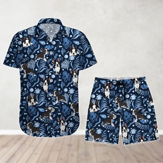 Discover Boston Terrier Button Shirt And Shorts, Dog Mom Hawaiian Shirt and Shorts