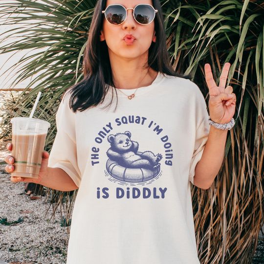 Discover Diddly Squat Shirt, Sarcastic Tee, Funny Meme Shirt, Bear Meme Pool Shirt