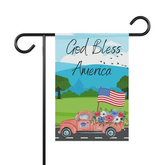 Discover God Bless America Red Truck American Garden Flag