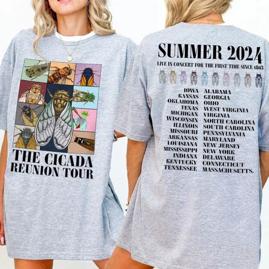 Discover Cicada The Erass Tourr Shirt, 2024 Cicada Reunion Tee, Funny Cicada Concert T-shirt