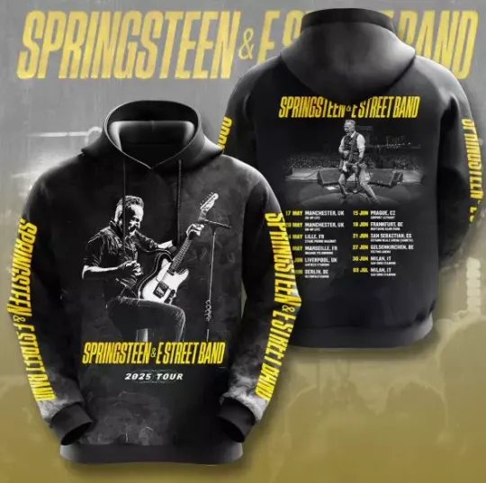 Discover Bruce Springsteen Tour 2025 3D Printed Hoodie