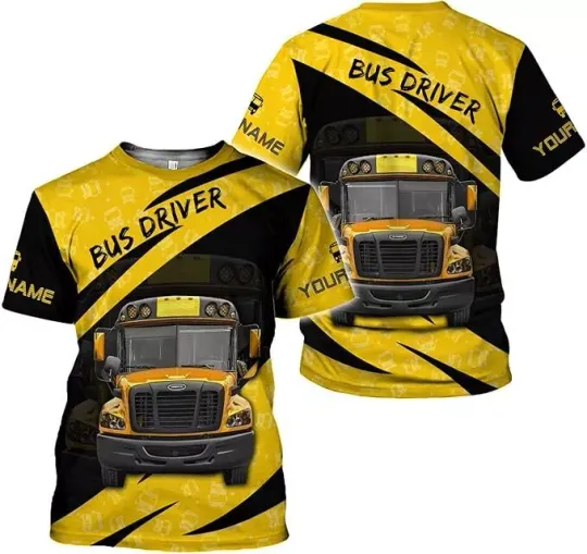 Discover Custom School Bus Driver T-Shirt, Yellow Bus Shirts Gifts for School Bus Drivers