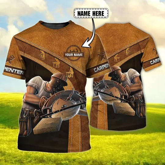 Discover Carpenter Personalized name 3D all over printed, Cutting Wood Carpenter T-Shirt