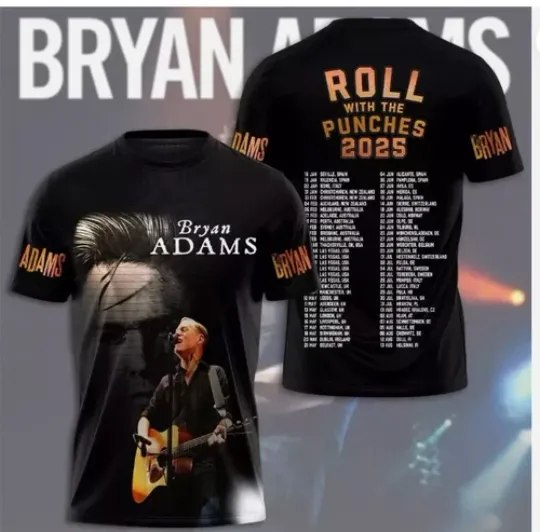 Discover Bryan Adams Roll with the Punches 2025 3D shirt, Sale!! 2025 shirt 3D Mother day