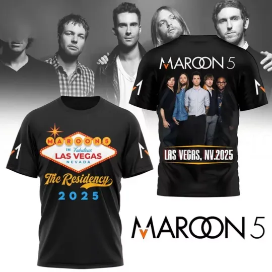 Discover Maroon 5 The Residency 2025 Tour 3D T-Shirt